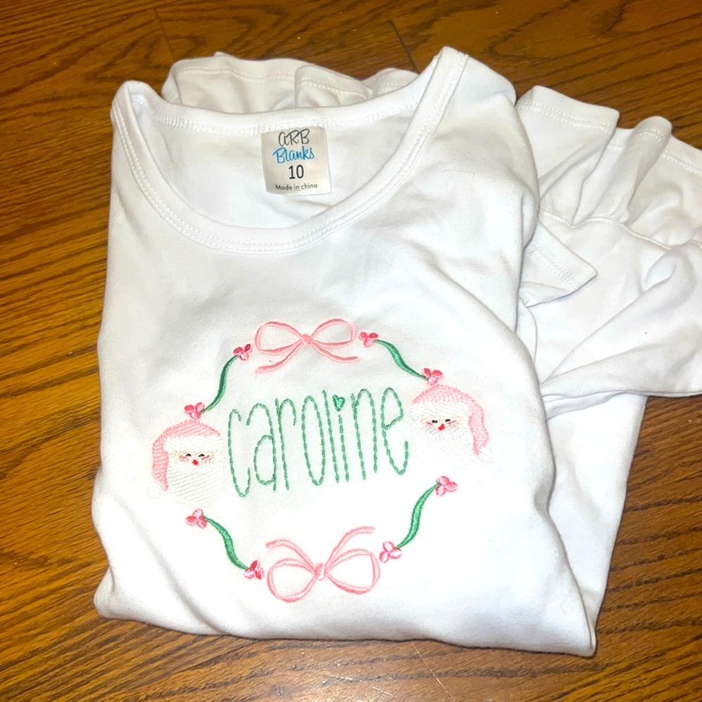 Boutique shirt- 10 girls Caroline embroidered